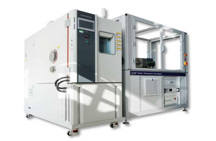 1、測(cè)試臺(tái) 諧波減速機(jī)測(cè)試臺(tái)面設(shè)有滑軌，滑軌上依次同軸安裝被測(cè)電機(jī)、位置傳感器、扭矩傳感器、異步伺服電機(jī)。臺(tái)面有供電機(jī)的端子 U、V、W，供電機(jī)或外接控制器的端子 DC+ 、DC-還有各種信號(hào)的接口，例如：CAN-BUS、ECU 、Encoder、Temperature 、Voltage 等端口 。 2、電控柜 主要由直流電源 、伺服驅(qū)動(dòng)器 、BLDC 電機(jī)控制器 、測(cè)控系統(tǒng)和安全控制電路等組成。 3、伺服系統(tǒng) 主要由伺服直流電源、伺服驅(qū)動(dòng)器與異步伺服電機(jī)（內(nèi)含編碼器）組成。 速度模式下，可以作為主電動(dòng)機(jī)拖動(dòng) DUT 電機(jī)按照 指定速度運(yùn)轉(zhuǎn)；轉(zhuǎn)矩模式下，可以做為 DUT 電機(jī)的負(fù)載施加指定的轉(zhuǎn)矩運(yùn)轉(zhuǎn) 4、FOC系統(tǒng) 主要由直流電源、控制器、測(cè)控系統(tǒng)及其編碼器、磁環(huán)位置傳感器等組成。 其中 BLDC 控制器應(yīng)具有 FOC 及弱磁能力?？刂破骺梢赃m配不同極槽的電機(jī)，例如 12 槽 8 極或 12 槽 10 極等，只需要在測(cè)試前用 BLDC 控制器的 SETUP TOOL 軟件模塊對(duì) BLDC 控制器進(jìn)行設(shè)置即可。 5、環(huán)境倉(cāng)系統(tǒng)（選配） 環(huán)境系統(tǒng)：主要由高低溫箱、溫度采集器組成。該系統(tǒng)可以模擬電機(jī)的實(shí)際工作溫度環(huán)境。環(huán)境模擬溫度：-40攝氏度到150攝氏度。